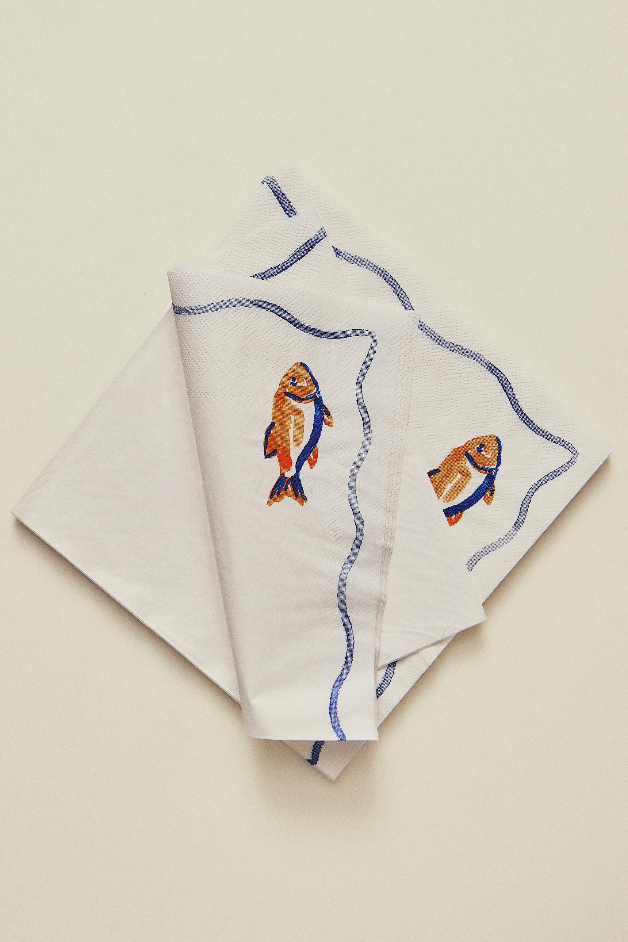 LOT DE SERVIETTES DE TABLE EN PAPIER POISSON (LOT DE 20)
